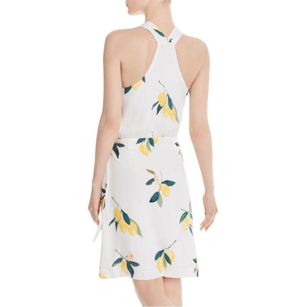 Rails NWT Trista Mini Dress Small NWT Lemon Grove Wrap Mini White Yellow Lemons - Picture 2 of 9